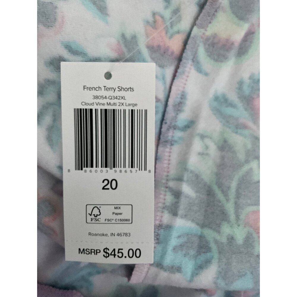 Vera Bradley French Terry Shorts 2XL Cloud Vine Multi Floral Print - Picture 5 of 12